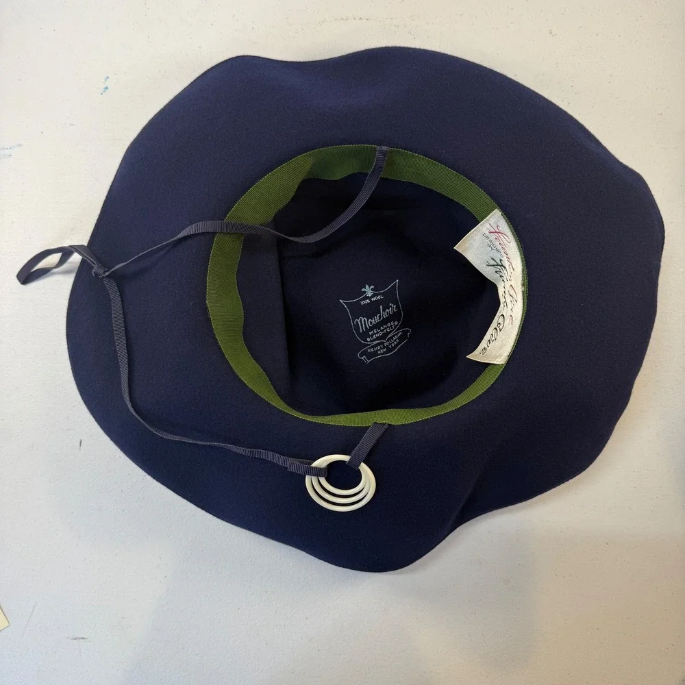 Frank Olive Vintage Wool Hat | 1960s‎ Union Made Navy Wide Brim | Frank's Girl